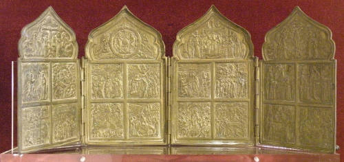 Quadripartite Folding Icon with Feast Days and Selected Saints