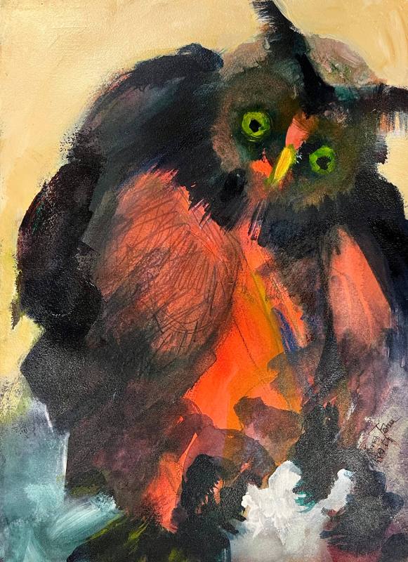 Red Owl with Green Eyes